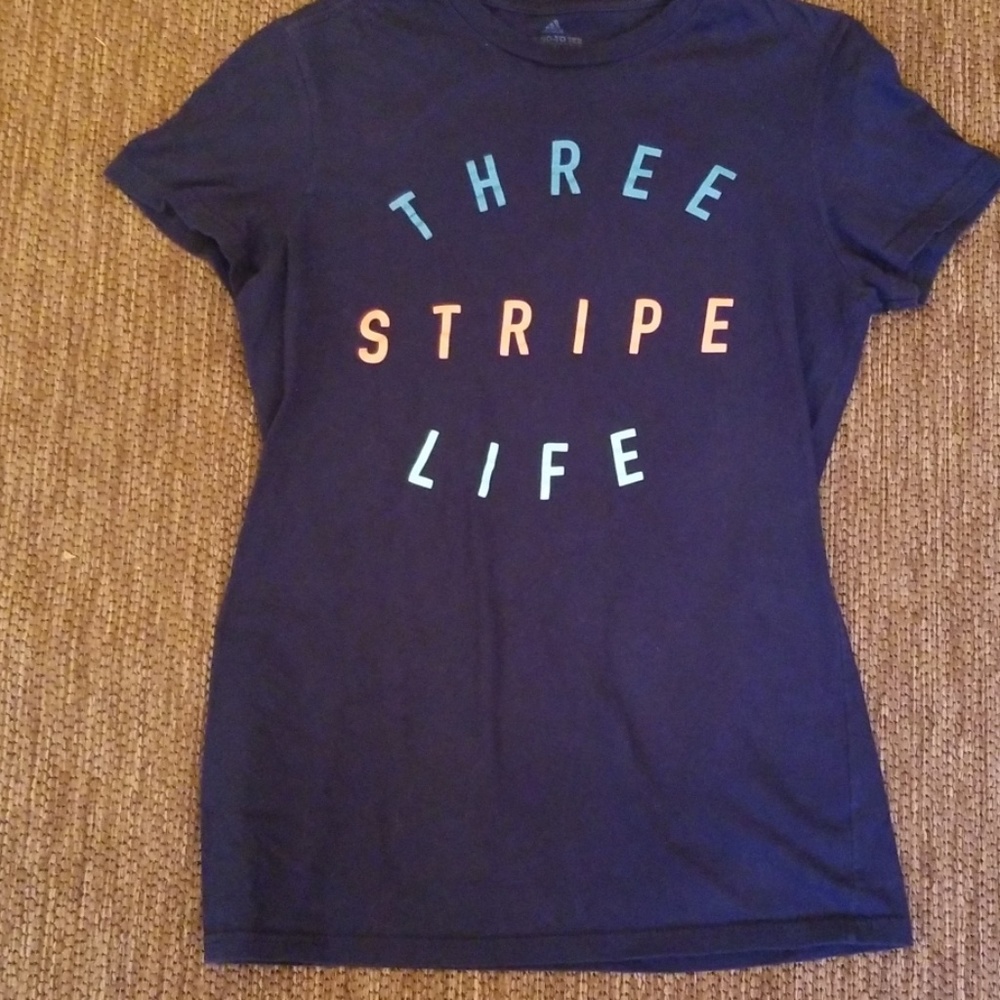 Adidas Three Stripe Life Tee .Size Small